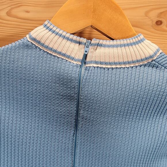 Vintage R&K Knits Jumper Dress Blue Knit 60s Size 14 - Picture 6 of 16